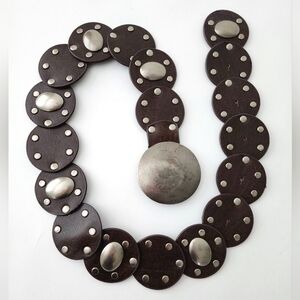 Womens Medium Leather Boho Morrocan Style Concho Disc Belt